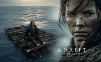 “Action movie artwork featuring main character at sea”